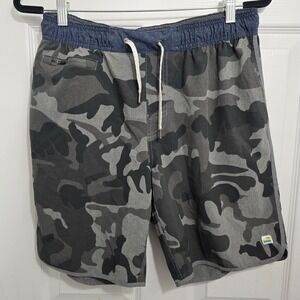 Vuori Banks Shorts Mens Small Charcoal Grey Camo‎ Athletic Board Shorts